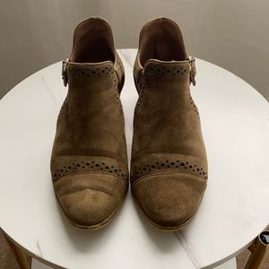 Olive green faux suede booties